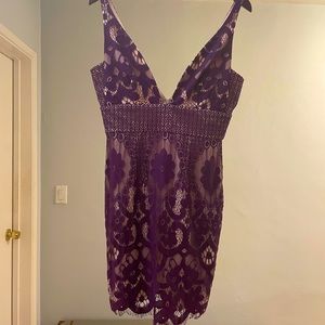 MINUET DRESS SIZE M , PLUM PURPLE, LACE OVERLAY NWOT